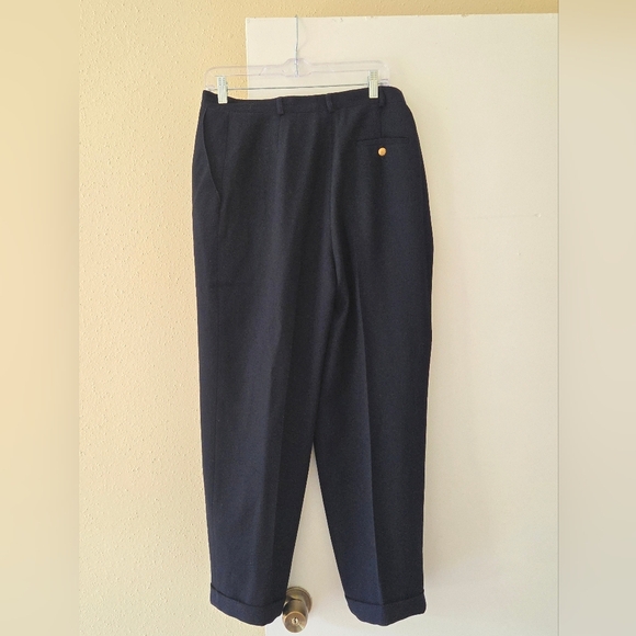 Ralph Lauren Navy Wool Pants 12P Pleated and Lined Petite - Picture 7 of 10